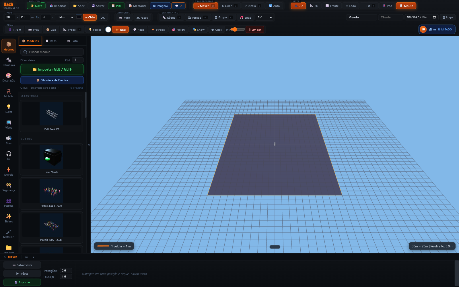 Interface do Bach Stagemap 3D