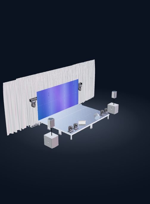 Projeto de palco corporativo em 3D no Stagemap