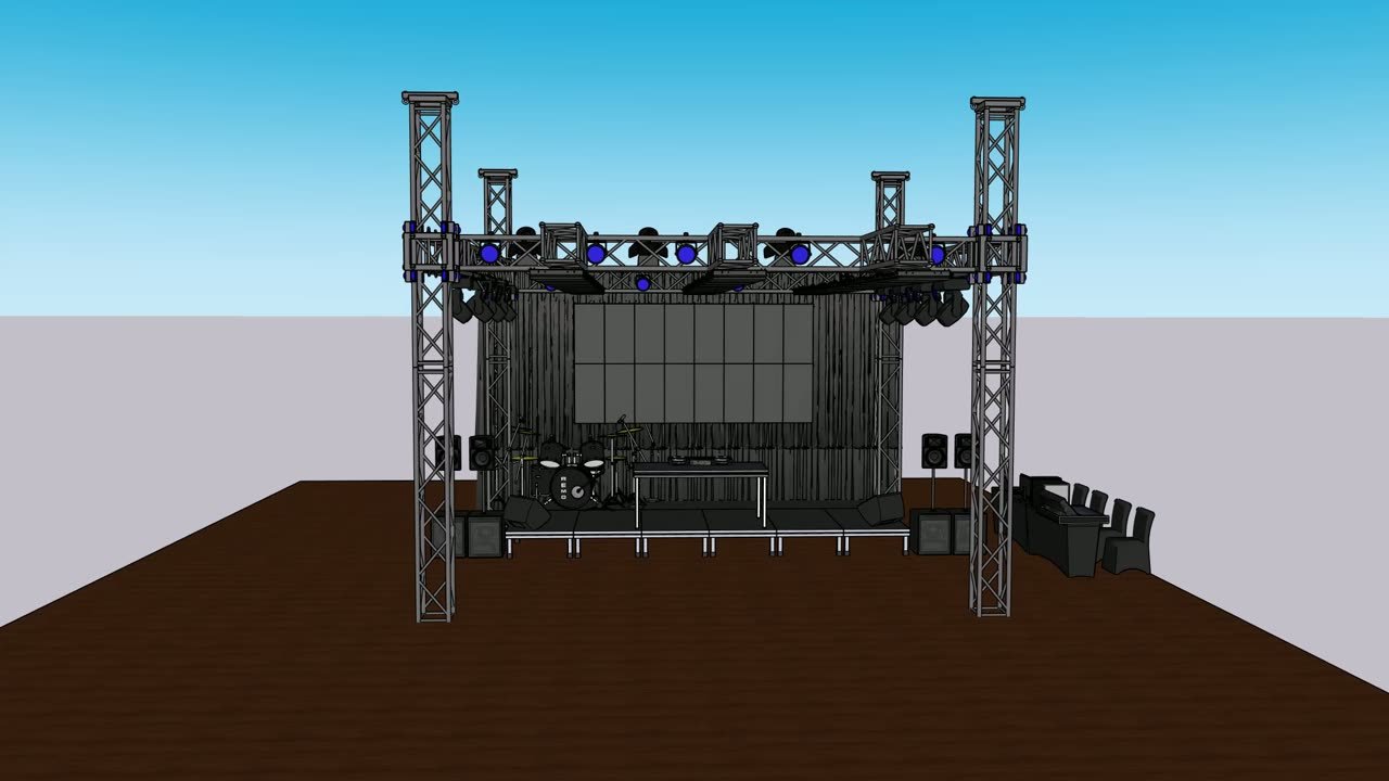 Casamento — palco com truss, LED e luz